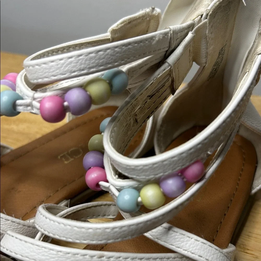 Place White Sandals with Pastel Beads